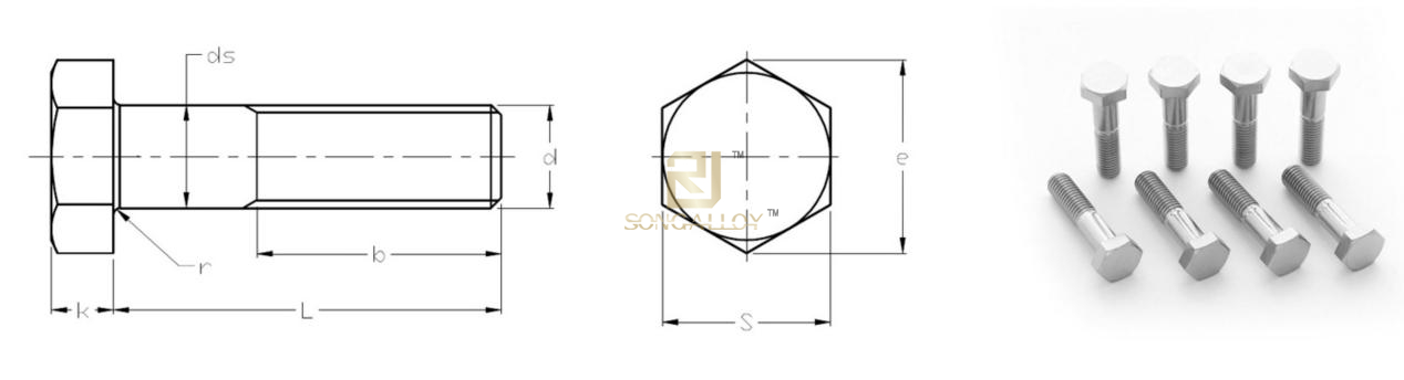 Размеры титановых болтов с шестигранной головкой asme b18.2.1